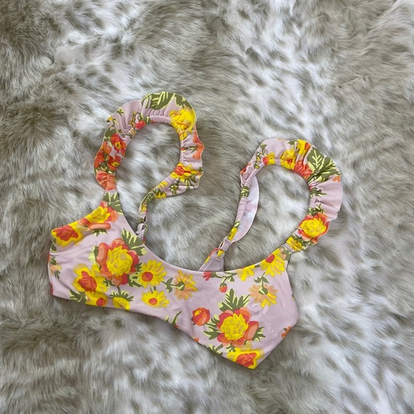 Aerie Printed Ruffle Scoop Bikini Top - Picture 8 of 9